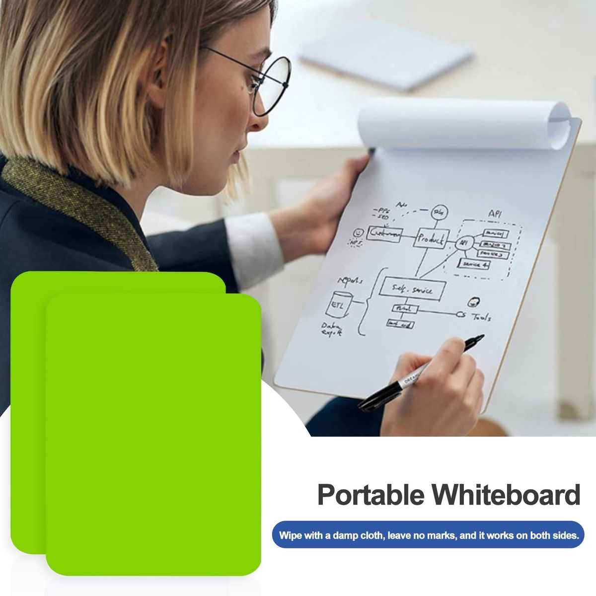 Home Use Whiteboard Versaboard Portable Reversible Mini for Messages Green