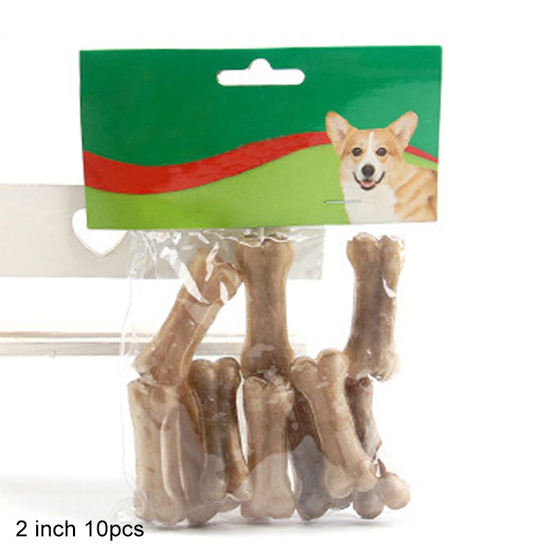2/3/4/6/8 Inch Leather Cowhide Bone Molar Teeth Clean Stick Dog Chews Toys Puppy Accessories Food Treats Durable Pet Toy-2 Inch 10pcs