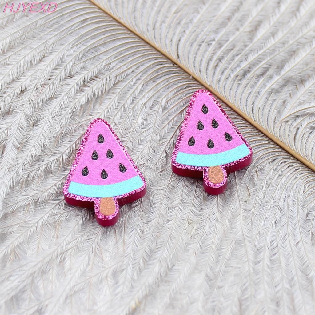 Set of 10 Acrylic Watermelon Jewelry Accessories Laser Cut Fruit Pink Glitter Acrylic Party DIY