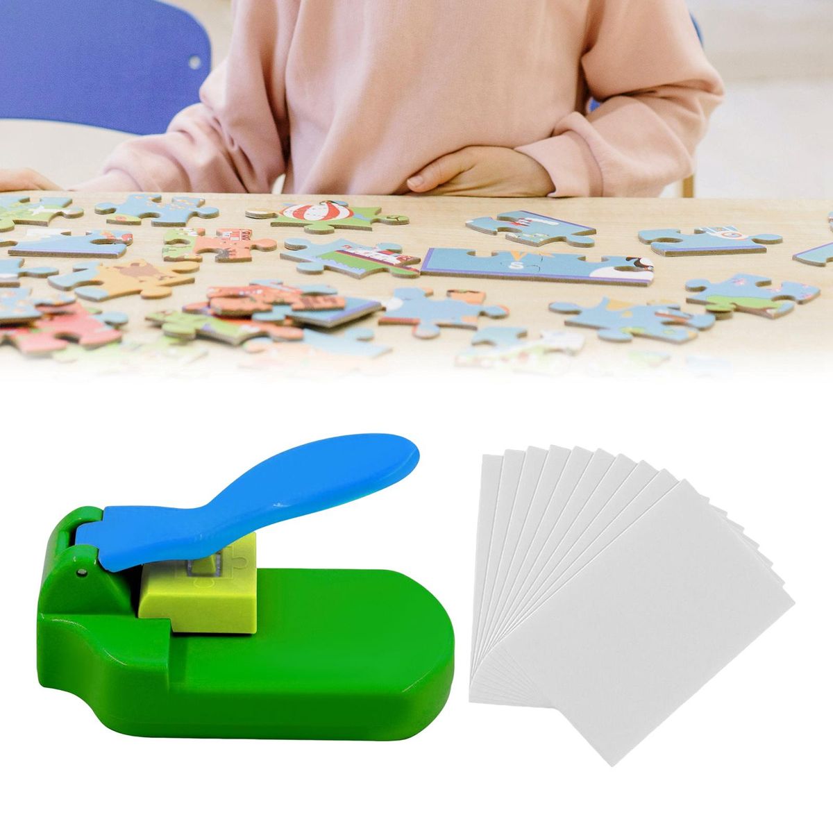 Manual Puzzle Making Machine Paper Puncher Photo Cutter Blue