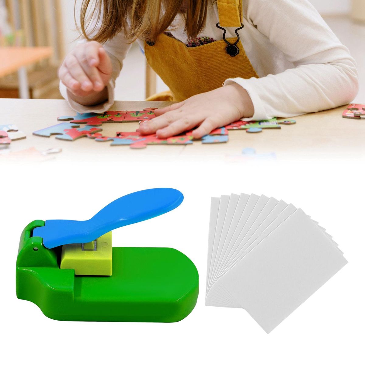 Manual Puzzle Making Machine Paper Puncher Photo Cutter Blue