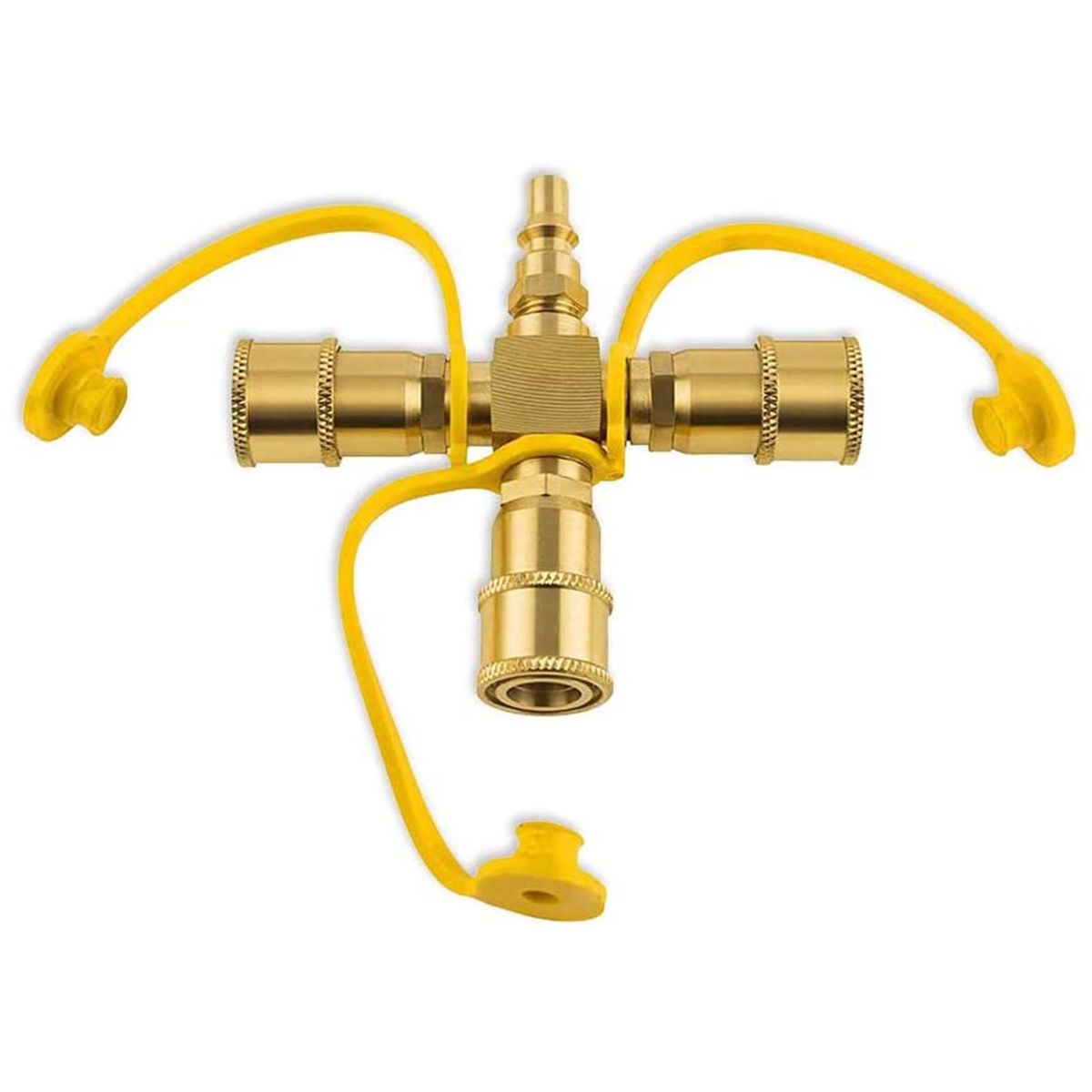 3 Ways Y Splitter Quick Connect Adapter 1/4'' Propane Hose Fittings Solid Brass Grills Connectors for Trailer/Motorhome/Gases Grills/Camping-Stoves