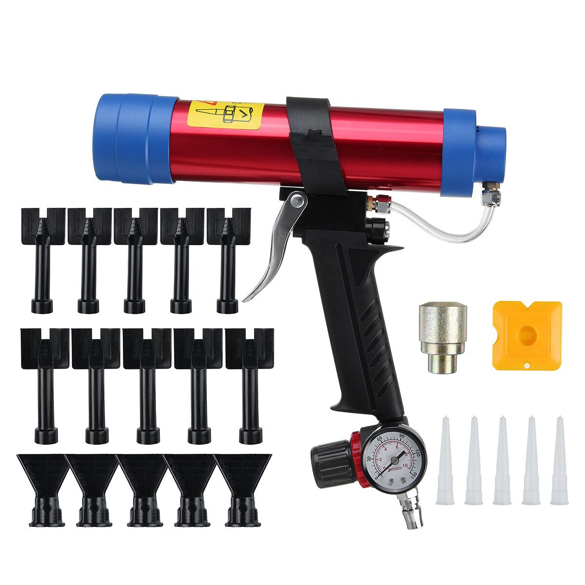 23PCS Adjustable Pneumatic Glass Air Rubber Tool Hard Sealant Applicator Caulking Tool