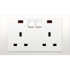 Vivace 13A 250V Twin Gang Switched Socket With Neon