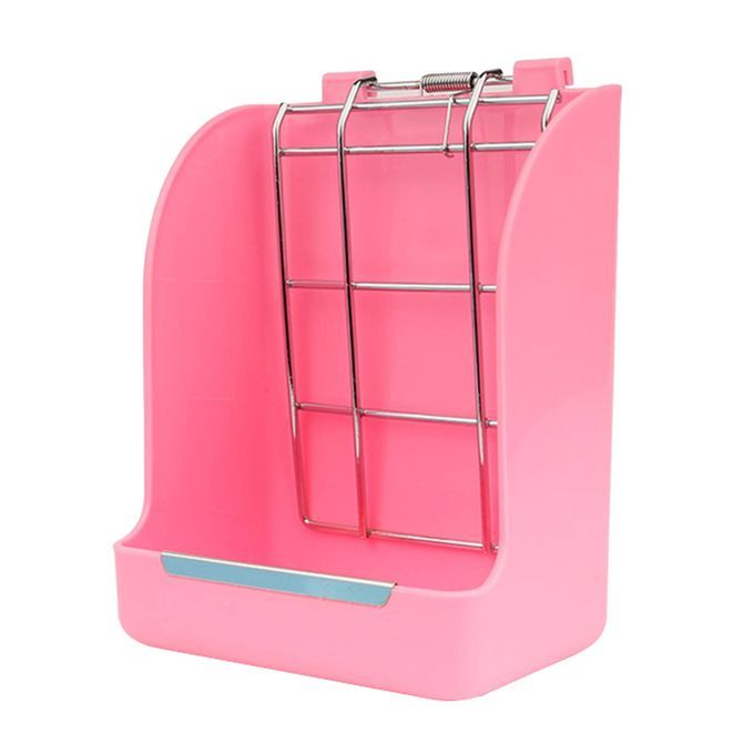 Hanging Hay Rack Bowl Rabbits Feeder For Chinchilla Herbivore Pink