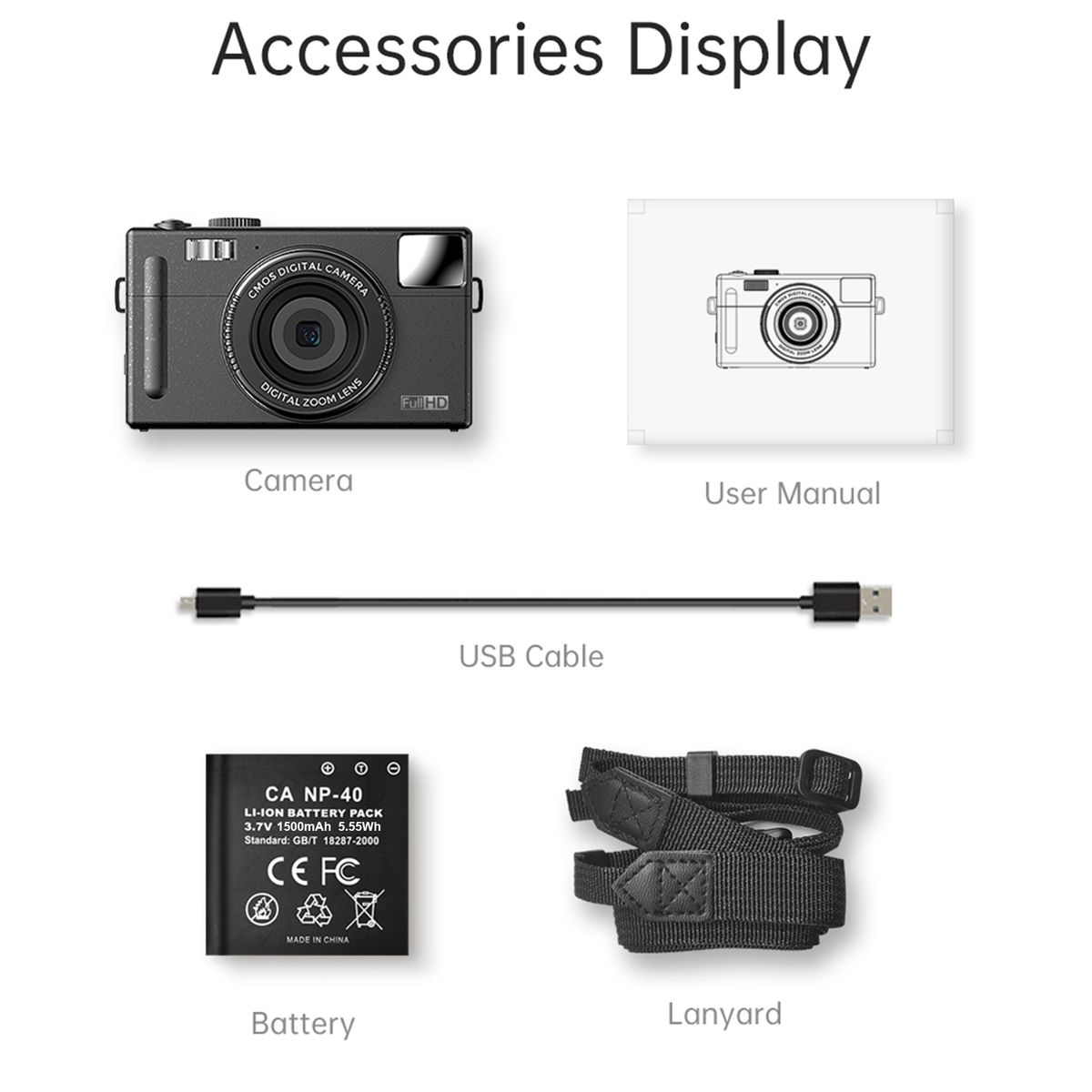 Andoer 1080P Compact Digital Camera Video Camcorder 48MP