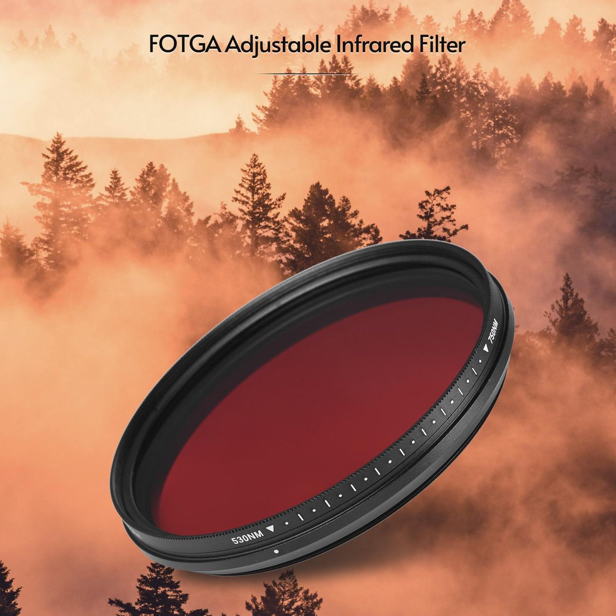 FOTGA 82mm Adjustable Infrared Filter IR Pass X-Ray Lens Filter Variable from 530nm to 750nm Compatible with Canon Nikon Sony DSLR Camera