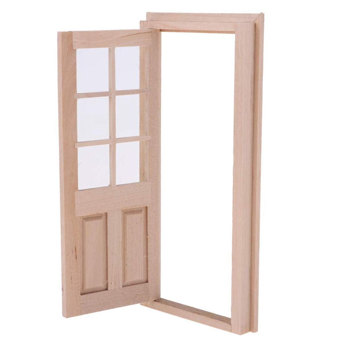 1/12 Wooden 6-Panel Single Door Model DIY Toys for