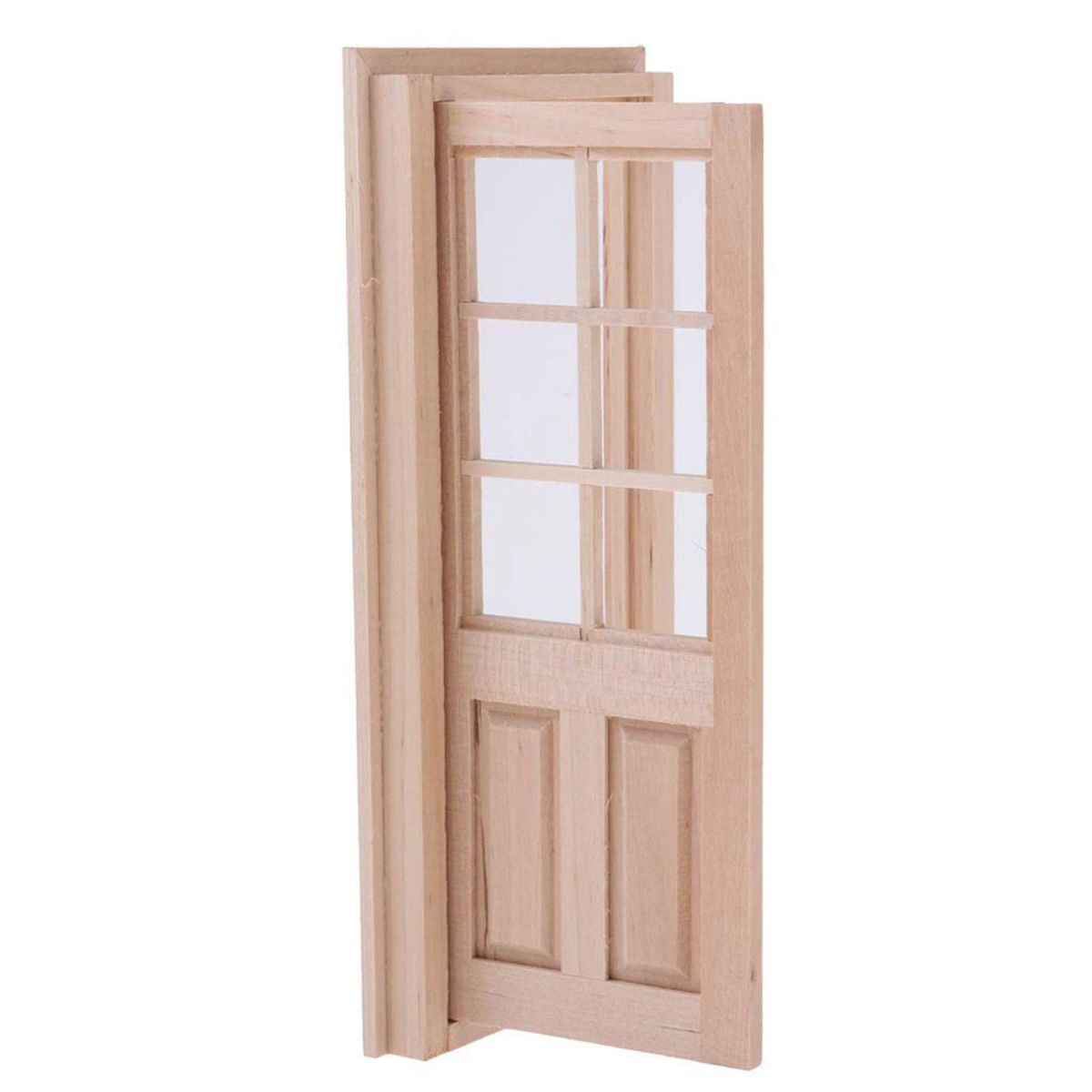 1/12 Wooden 6-Panel Single Door Model DIY Toys for