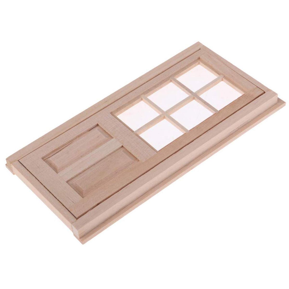 1/12 Wooden 6-Panel Single Door Model DIY Toys for