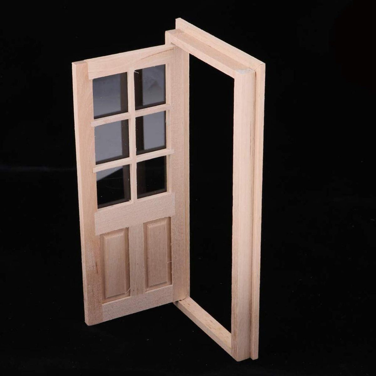 1/12 Wooden 6-Panel Single Door Model DIY Toys for