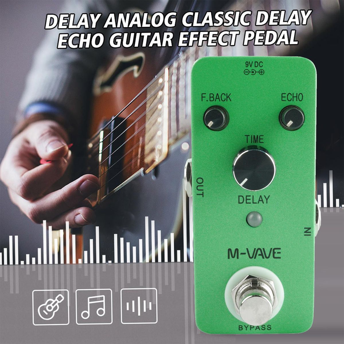 M-VAVE DELAY Analog Classic Delay Echo Guitar Effect Pedal Zinc Alloy Shell True Bypass