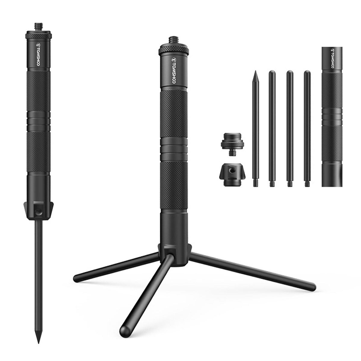 TOMSHOO Aluminum Lantern Stand Camping Lamp Pole Foldable Light Support Holder Lamp Bracket Camera Phone Tripod Stand For Picnic Hiking Backpacking Fishing Garden BBQ