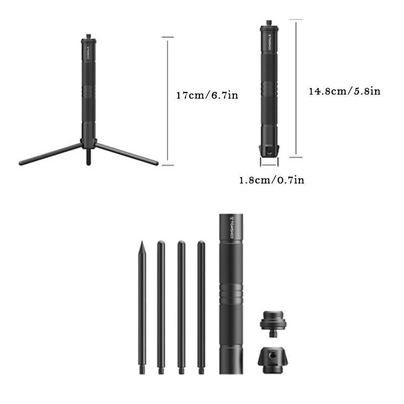 TOMSHOO Aluminum Lantern Stand Camping Lamp Pole Foldable Light Support Holder Lamp Bracket Camera Phone Tripod Stand For Picnic Hiking Backpacking Fishing Garden BBQ