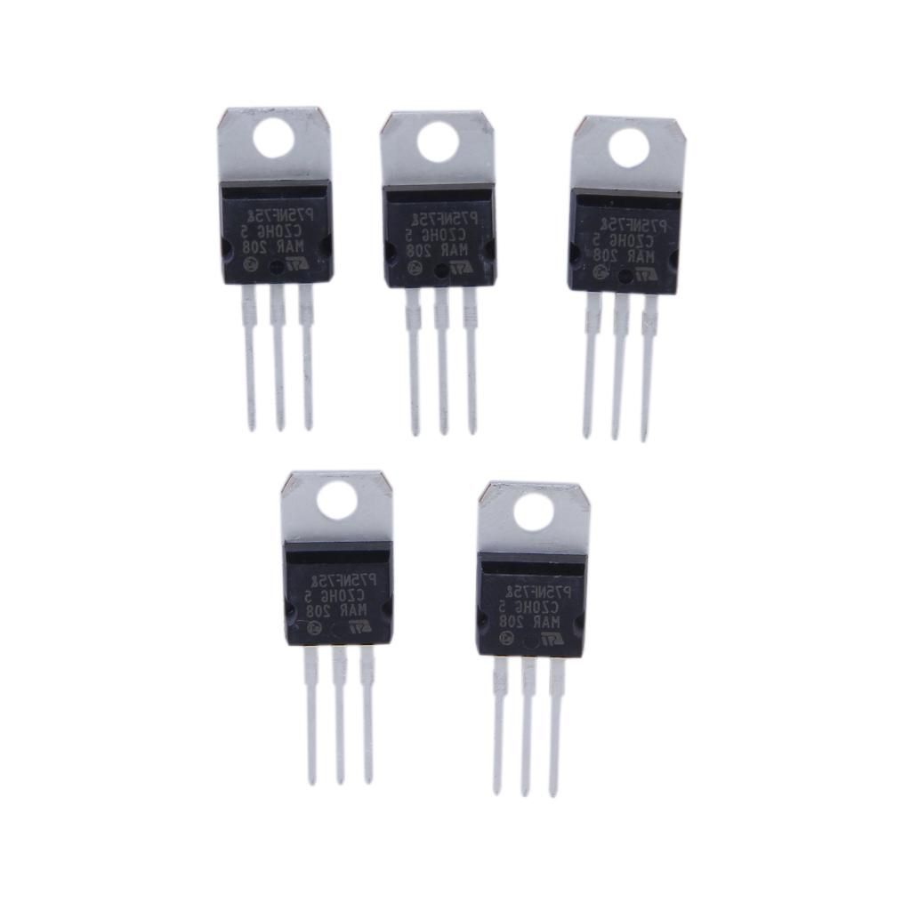 5pcs N-Channel Power MOSFET P75NF75 80A 75V Package TO-220