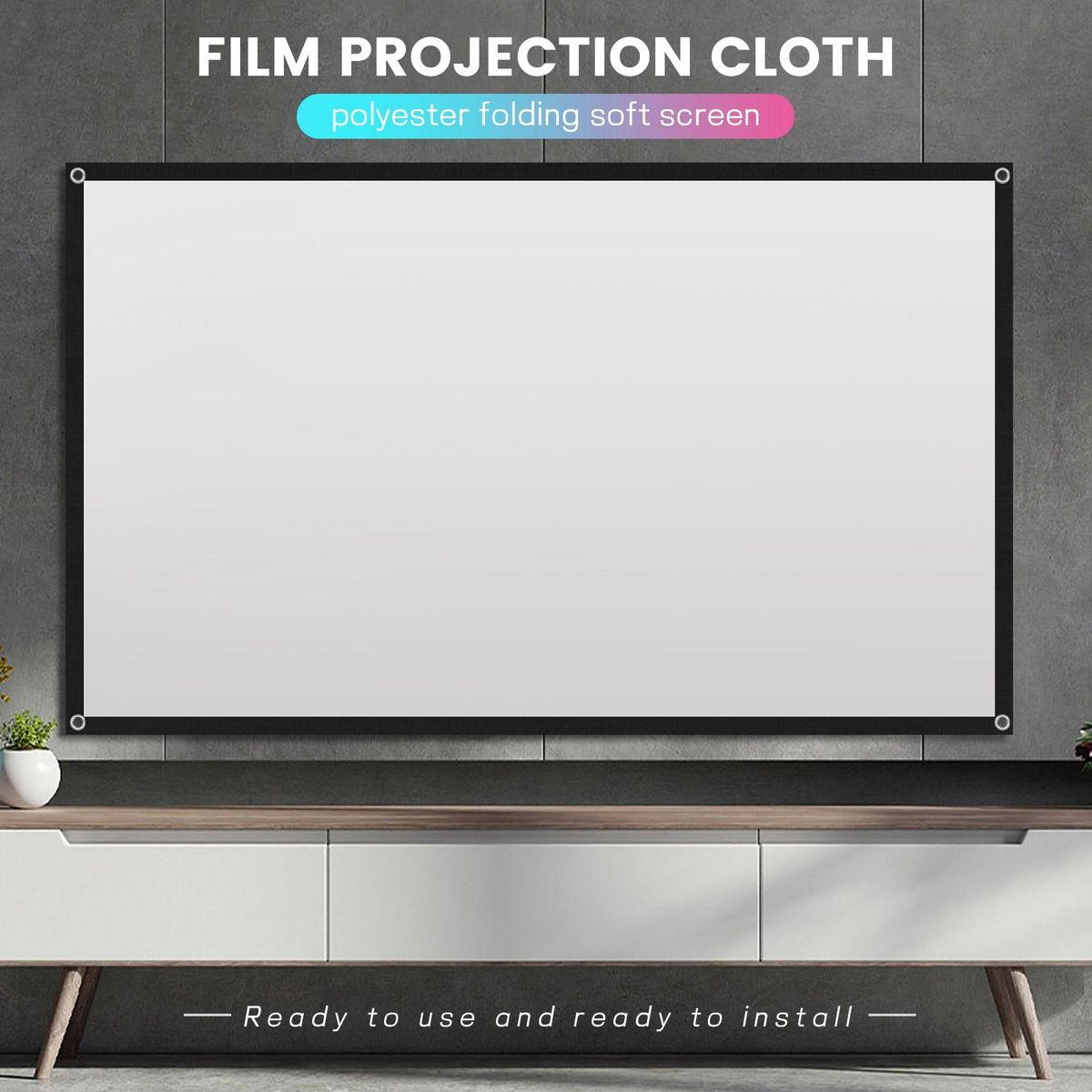 Portable Projector Screen Theater Outdoor HD White Foldable Anti- 72Inch