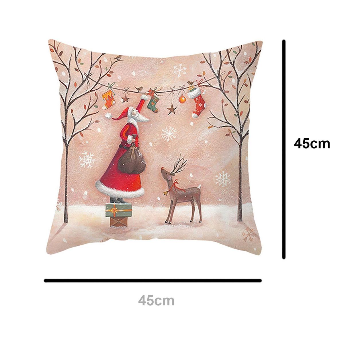 Pillow Case Santa Claus Print Old Man Sofa Bed Pillowcase Bedroom Cushion Cover Merry Christmas 45x45 Cm