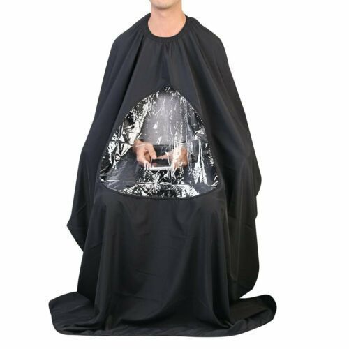 Hair Cutting Barber Cape With Window Phone Viewing Apron
