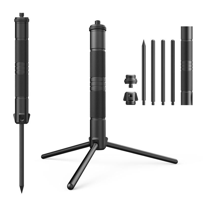 Aluminum Lantern Stand Camping Lamp Pole Foldable Light Support Holder Lamp Bracket Camera Phone Tripod Stand For Picnic Hiking Backpacking Fishing Garden BBQ