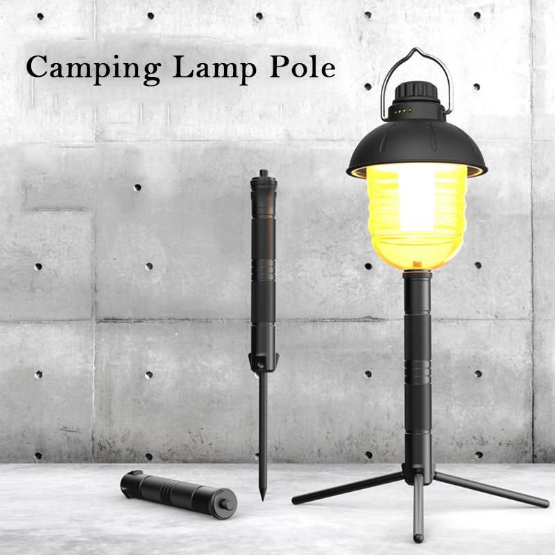 Aluminum Lantern Stand Camping Lamp Pole Foldable Light Support Holder Lamp Bracket Camera Phone Tripod Stand For Picnic Hiking Backpacking Fishing Garden BBQ