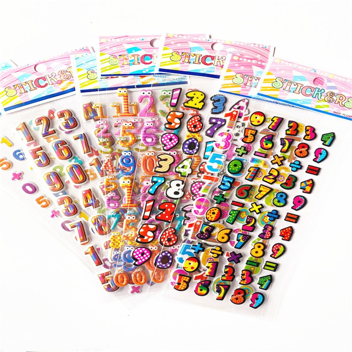 10Pcs Number Sticker Preschool Learning Alphabet Number Sticker Random Style