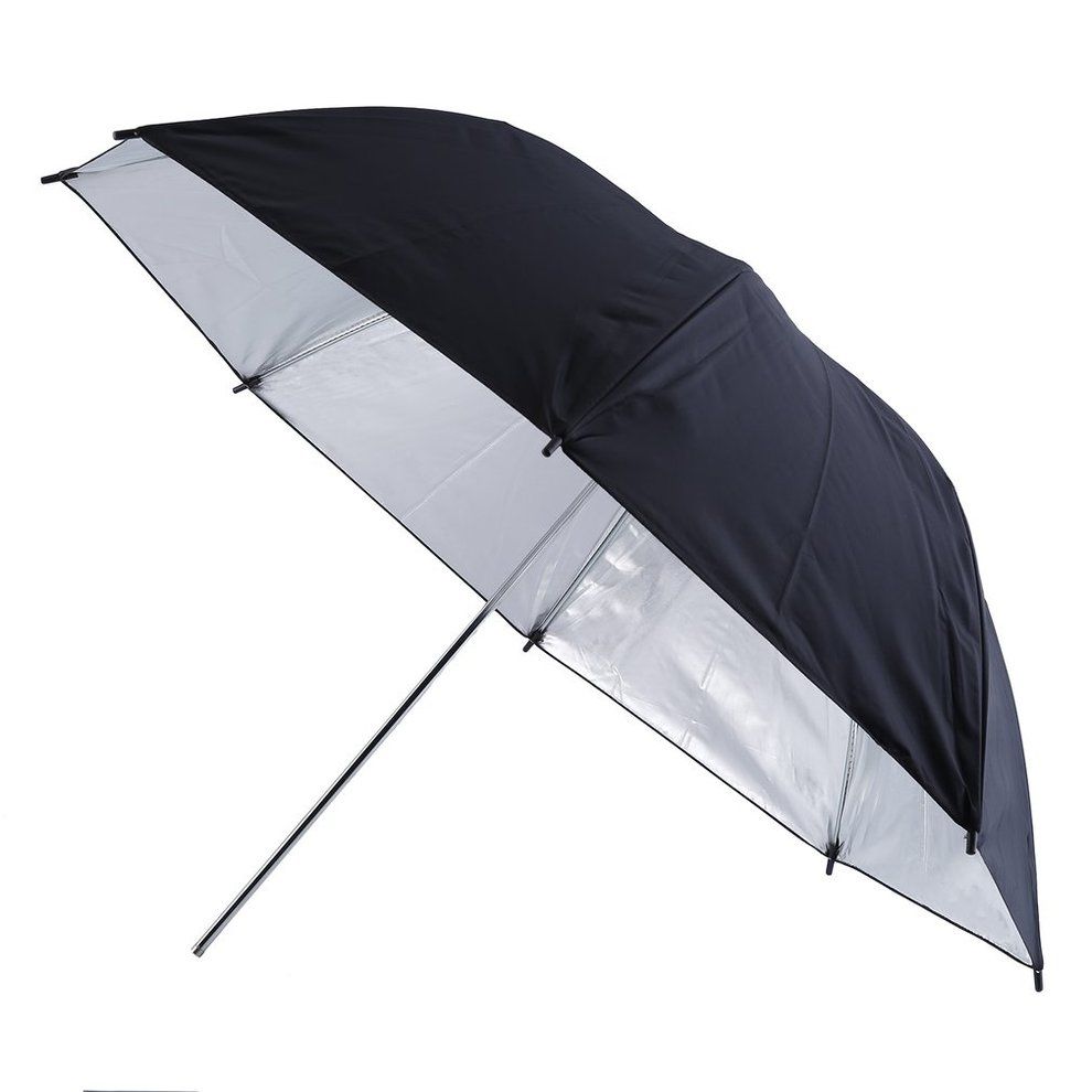 83cm Studio Flash Light Grained Black Silver Umbrella Reflective Reflector Silver