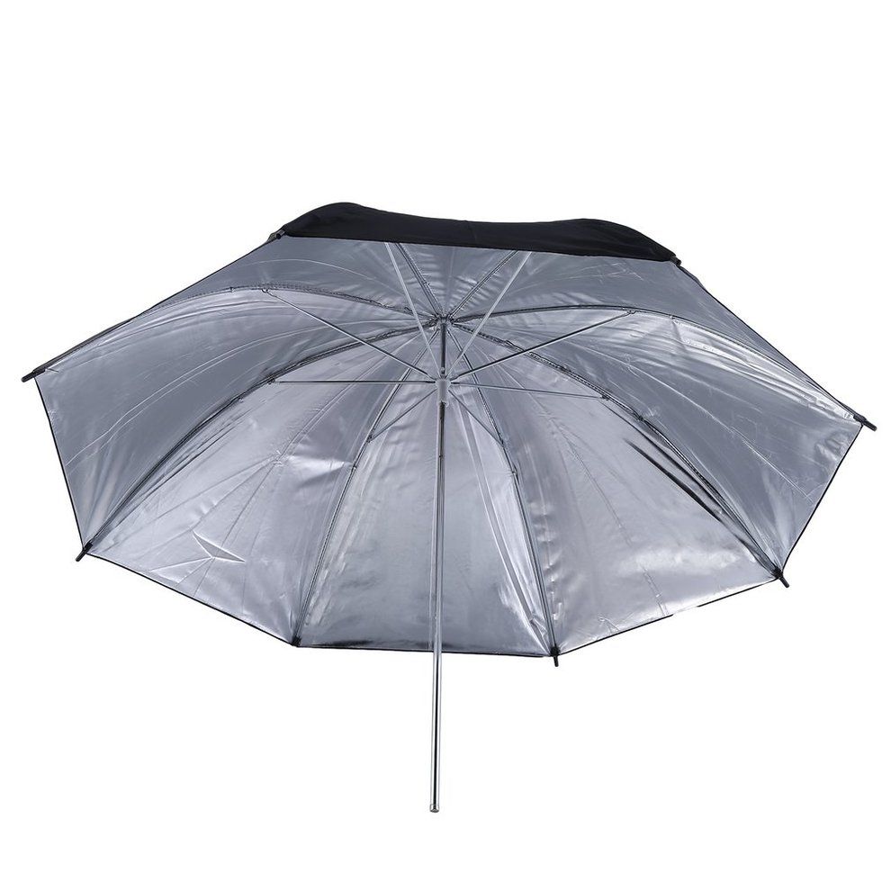 83cm Studio Flash Light Grained Black Silver Umbrella Reflective Reflector Silver