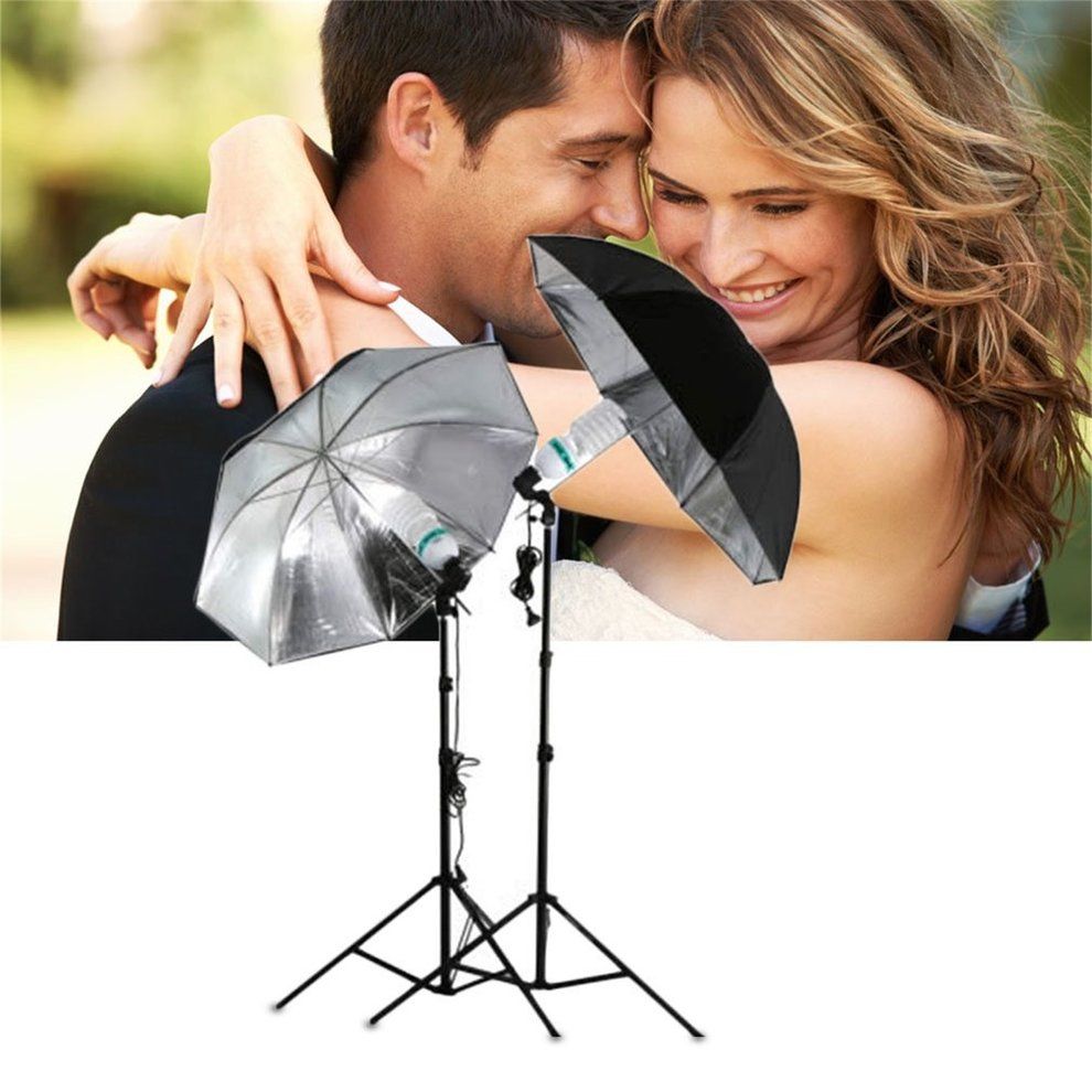 83cm Studio Flash Light Grained Black Silver Umbrella Reflective Reflector Silver