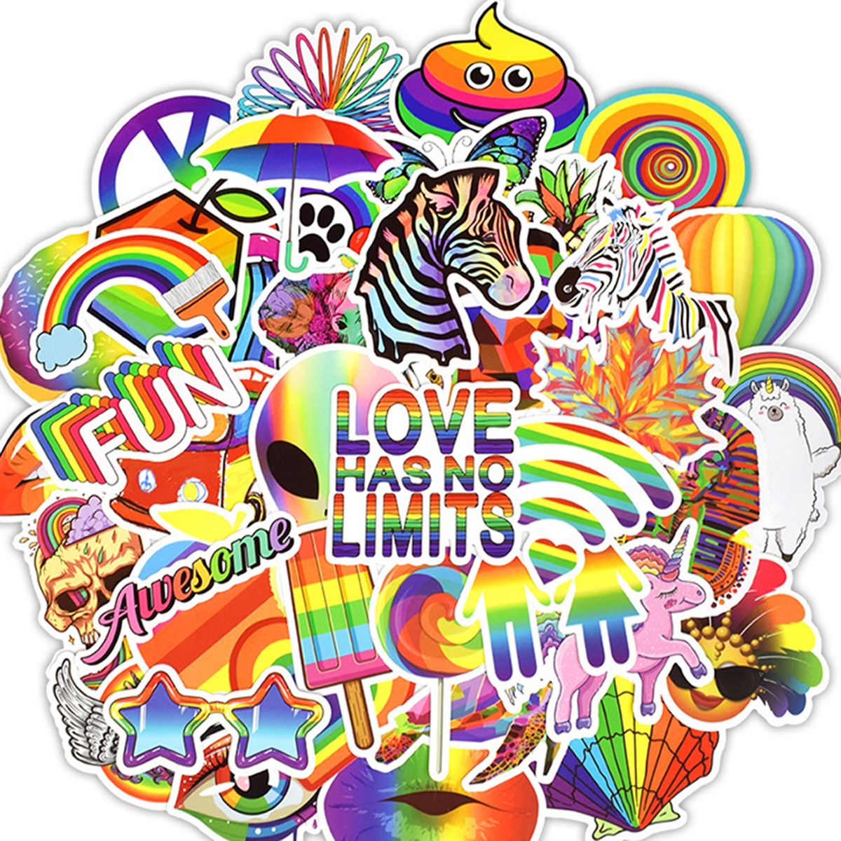 50Pcs Computer Decals Skateboard Phone Sticker Decal Mix Color