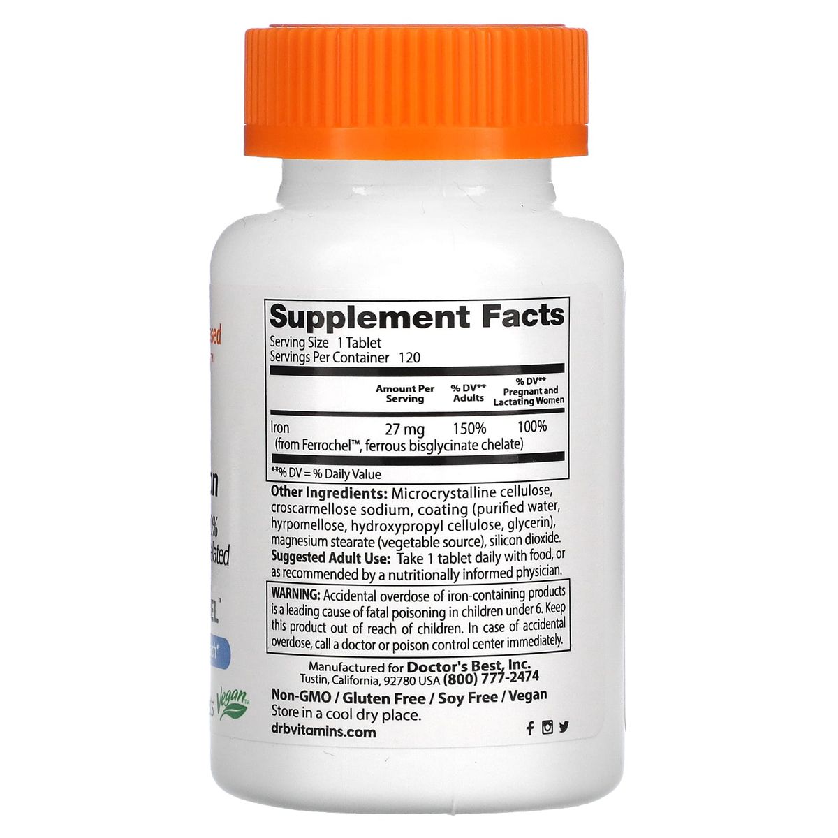 High Absorption Iron With Ferrochel 27 Mg - 120 Tablets