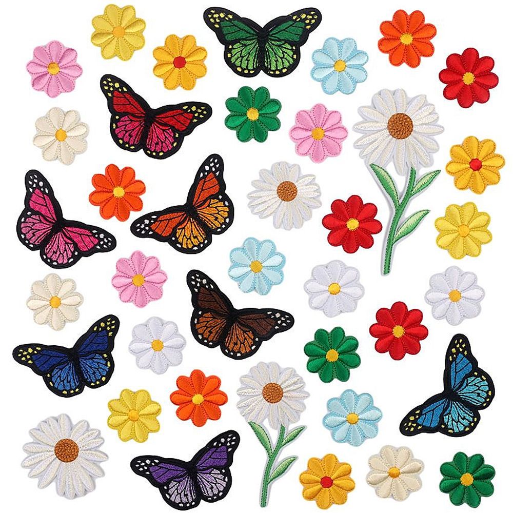 39PCS Iron On Stickers Sew On Stickers Mixed Embroidery