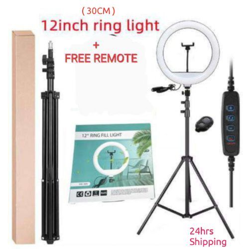 12"inches  Selfie Ring Light With Tripod Stand & Cell Phone Holder For Live Stream/Makeup, Led Camera Ringlight For YouTube Video/Photography Compatible With IPhone Android Phones (Upgraded)