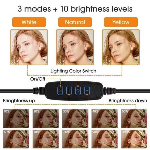 12"inches  Selfie Ring Light With Tripod Stand & Cell Phone Holder For Live Stream/Makeup, Led Camera Ringlight For YouTube Video/Photography Compatible With IPhone Android Phones (Upgraded)