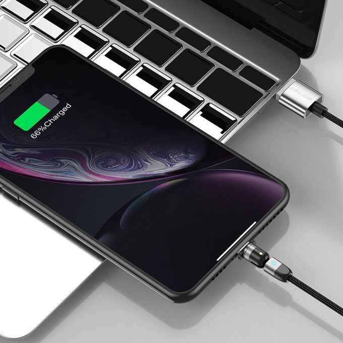 Double 360-degree Magneti   Able Magneti  Su Tion USB  Harging  Able 3-head Flash  Harging Data  Able For Android Type- -purple-2M Cable + For IPhone Head