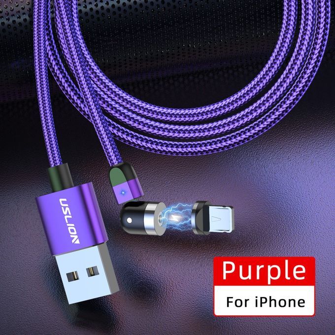 Double 360-degree Magneti   Able Magneti  Su Tion USB  Harging  Able 3-head Flash  Harging Data  Able For Android Type- -purple-2M Cable + For IPhone Head