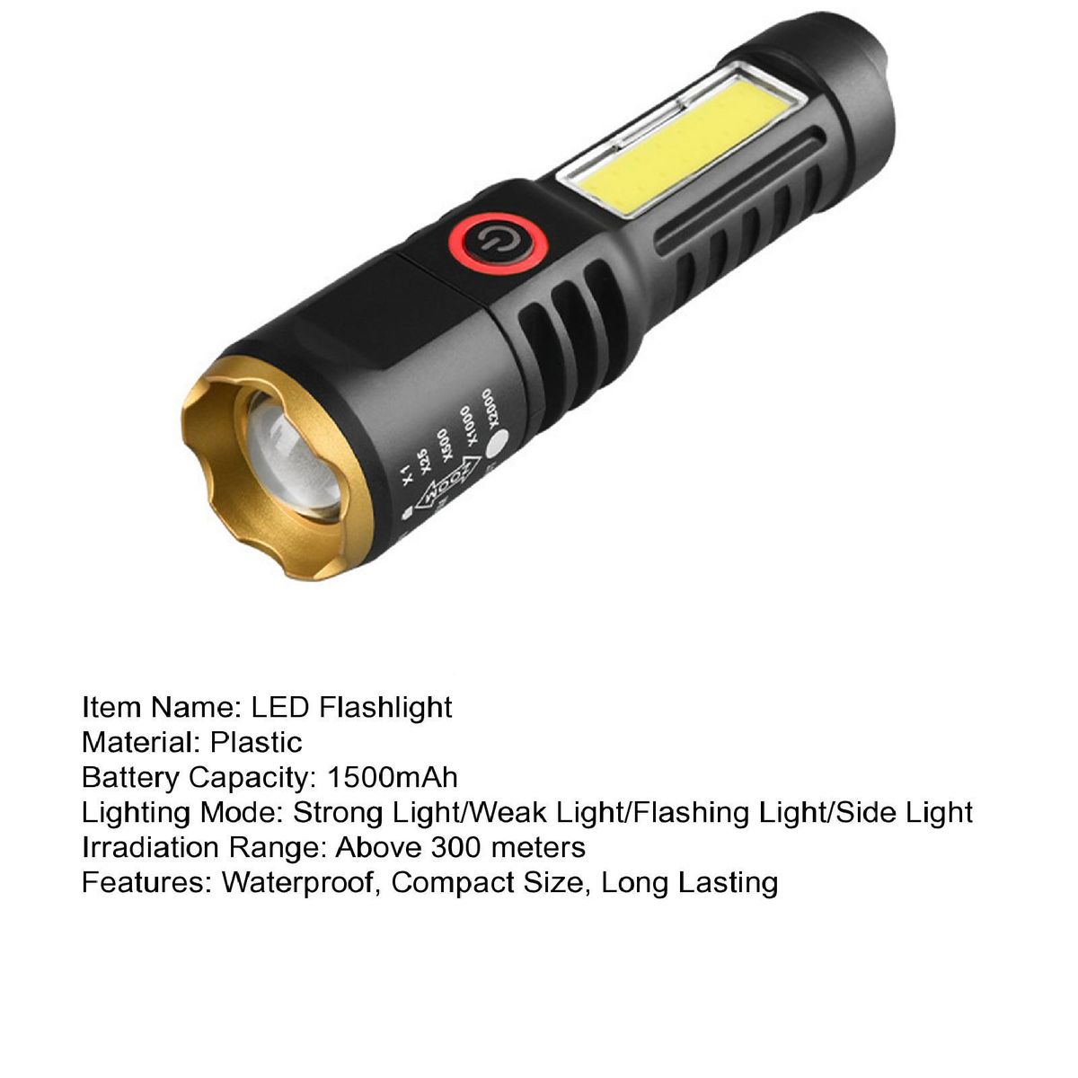 LED Flashlight USB Charging Hunting Mini LED Flashlight Golden