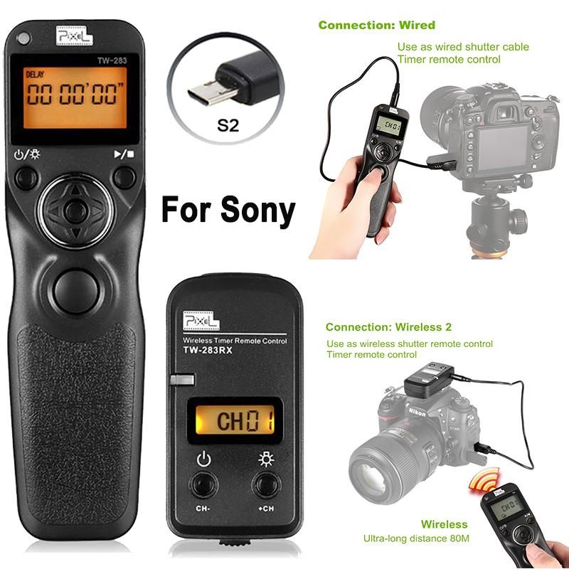 Pixel TW-283/S2 LCD Wireless Shutter Release Timer Remote Control Compatible With Sony Alpha A58 A7 A7R A7RII A3000 A6000 HX300 RX100II CUIII