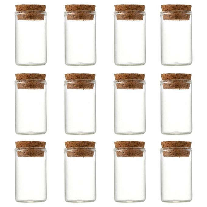 12pcs Mini Small Tiny Clear Cork Stopper Glass Bottles Vials Jars 20ml