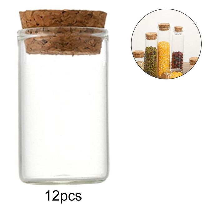 12pcs Mini Small Tiny Clear Cork Stopper Glass Bottles Vials Jars 20ml