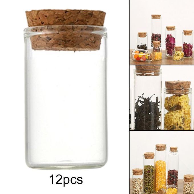 12pcs Mini Small Tiny Clear Cork Stopper Glass Bottles Vials Jars 20ml
