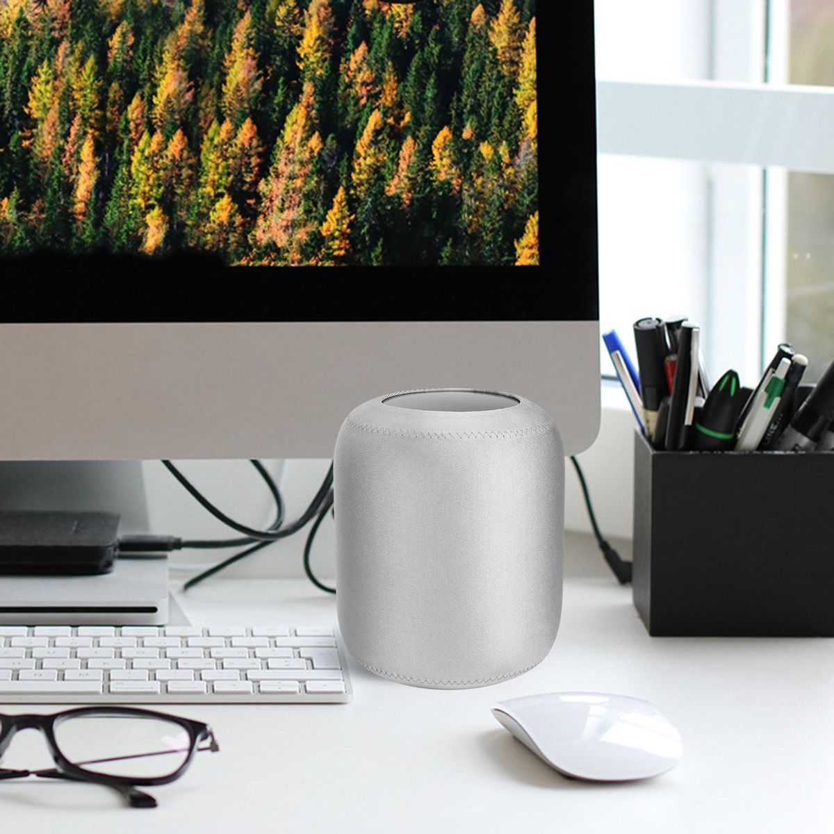 Dust-proof Speaker Cover Homepod Speaker Sleeve Premium Dust Cover Silver Gray