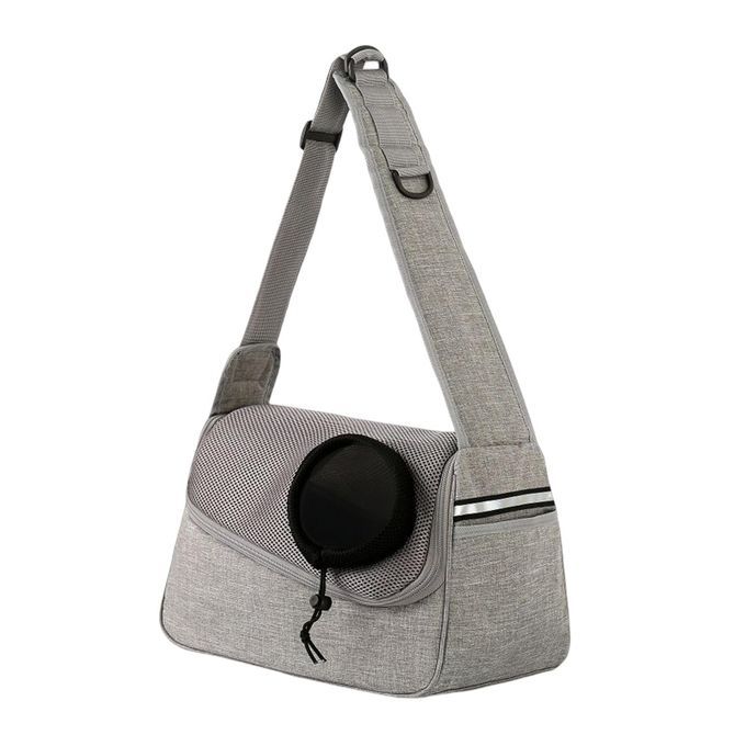 Pet Shoulder Carrier Bag Breathable Mesh Comfort Light Gray