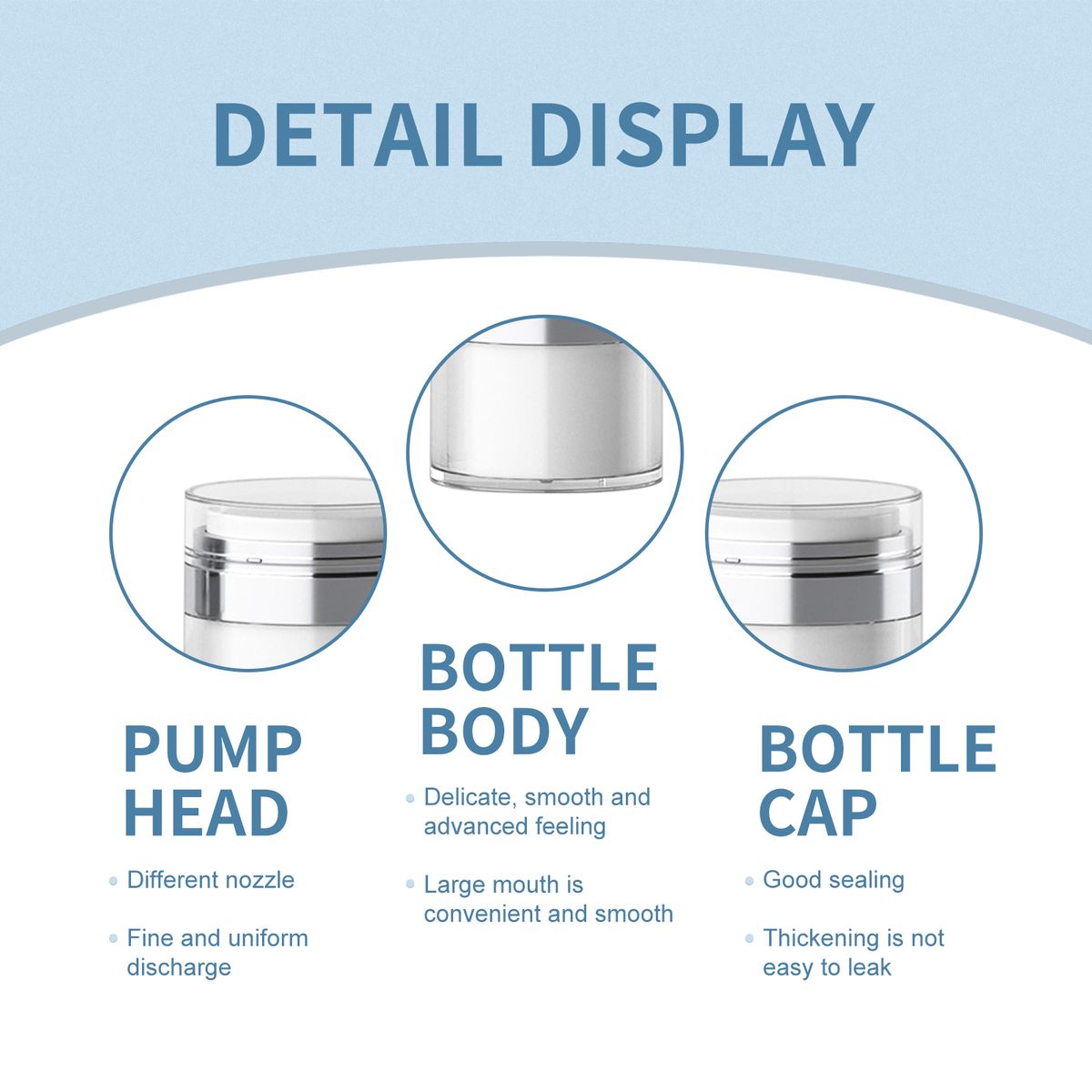 50ml Airless Pump Jar Bottles Portable Lotion Dispenser