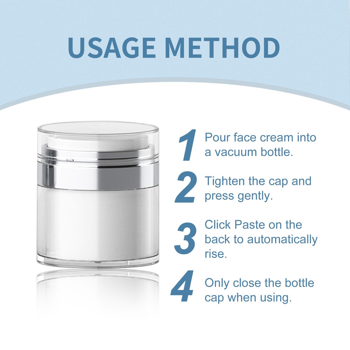 50ml Airless Pump Jar Bottles Portable Lotion Dispenser