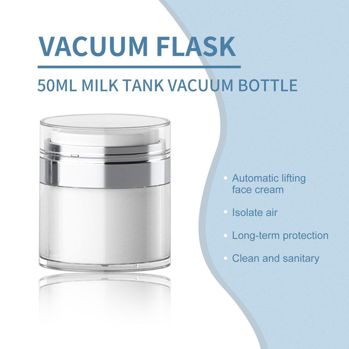 50ml Airless Pump Jar Bottles Portable Lotion Dispenser