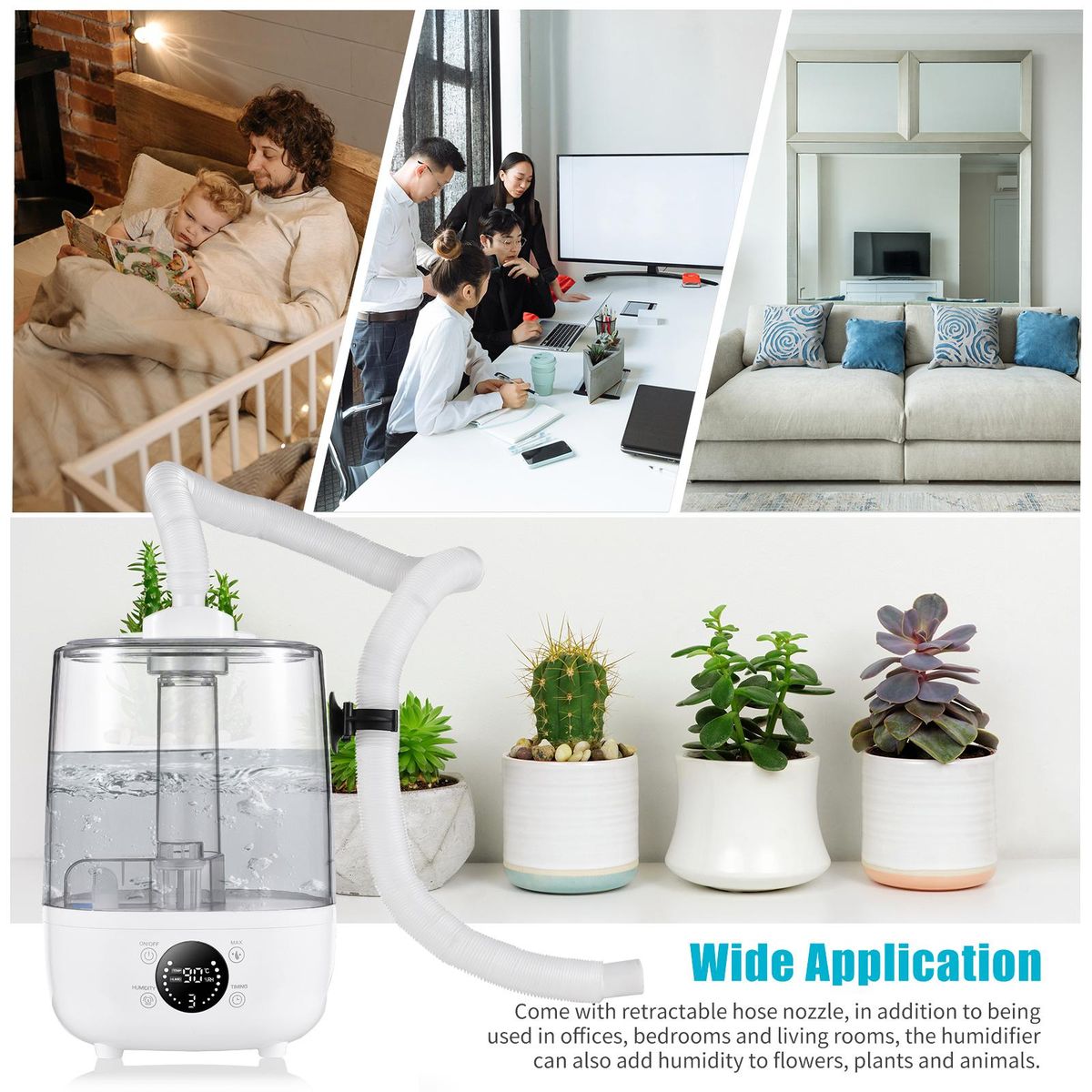 4L Humidifiers for Bedroom Ultrasonic Air Humidifiers Aroma Diffuser Touch Control Buttons with LCD Screen Remote Control Extra Long Hose Nozzle Ultra Quiet Timer 3 Mist Modes Auto Standby