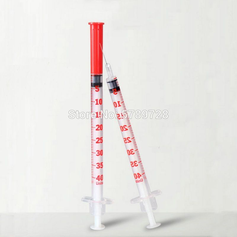 20pcs 30pcs 50pcs 100pcs 200pcs 1ml Disposable Plastic Sterile Insulin Syringe