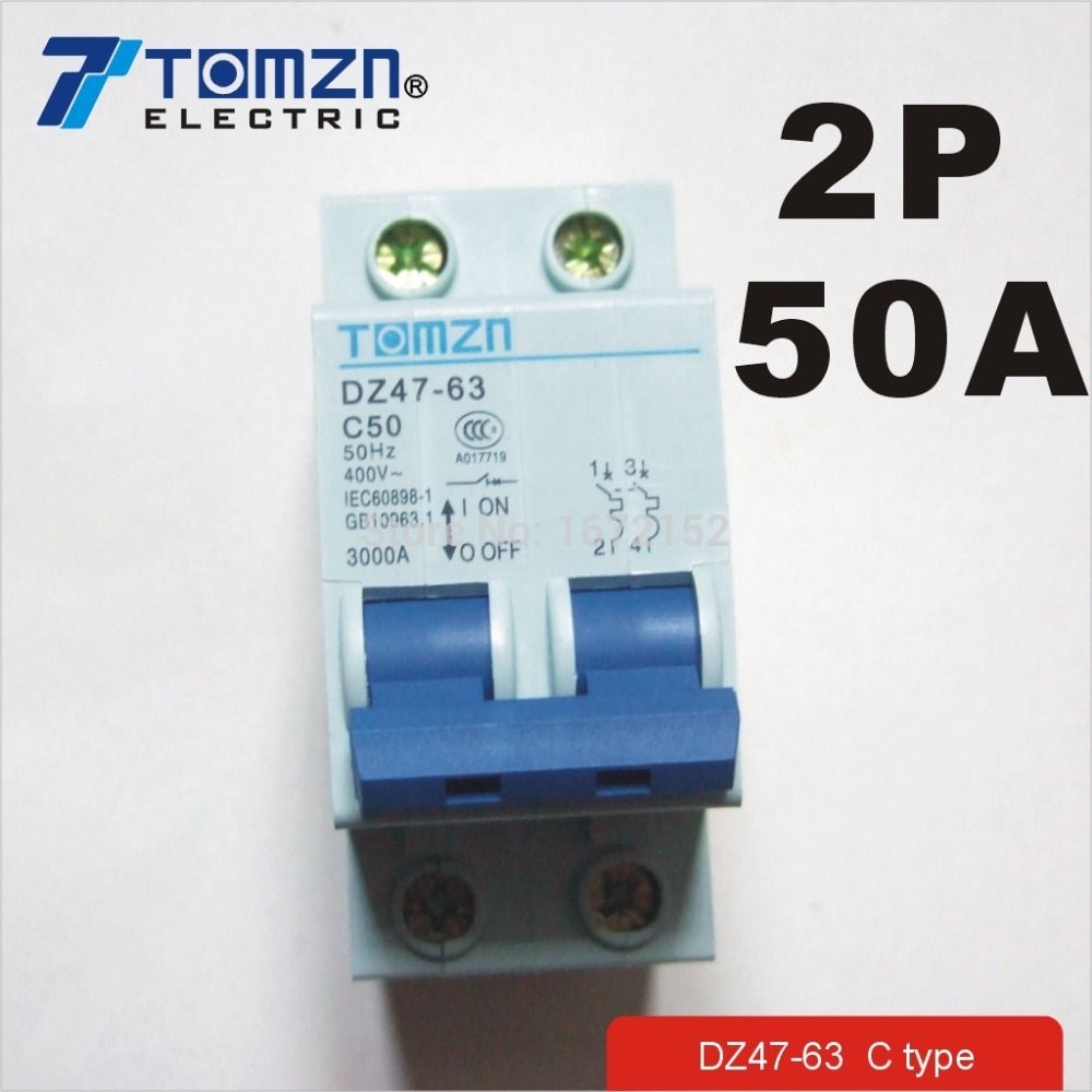 MCB Breaker Ty 400V~ Breaker 50A Circuit 2P 50HZ 60HZ AC