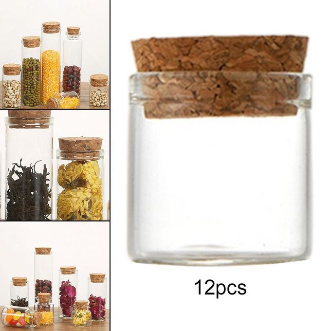 12 Pieces Small Glass Bottles With Cork Decoration DIY Containers 12ml