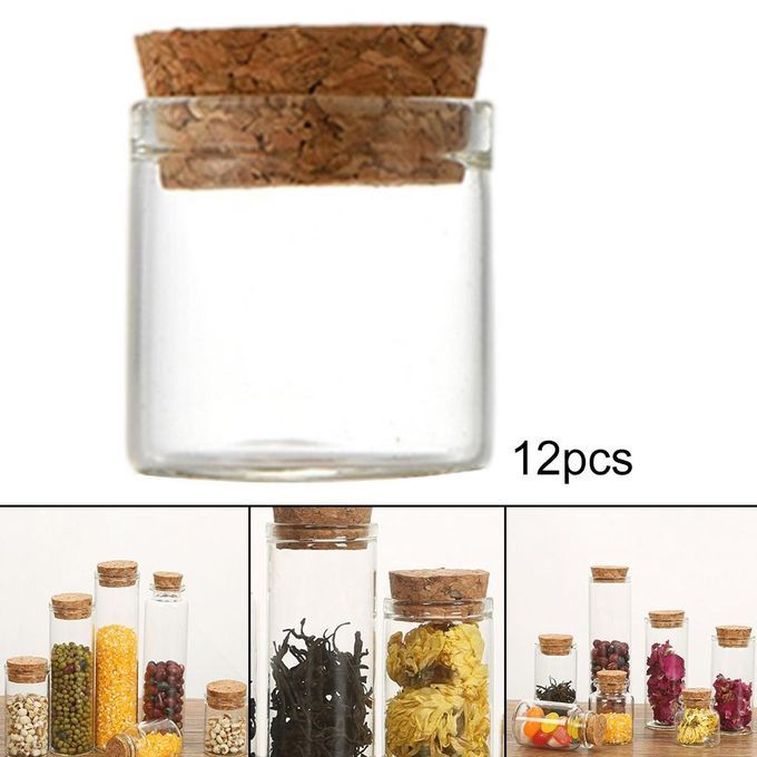 12 Pieces Small Glass Bottles With Cork Decoration DIY Containers 12ml